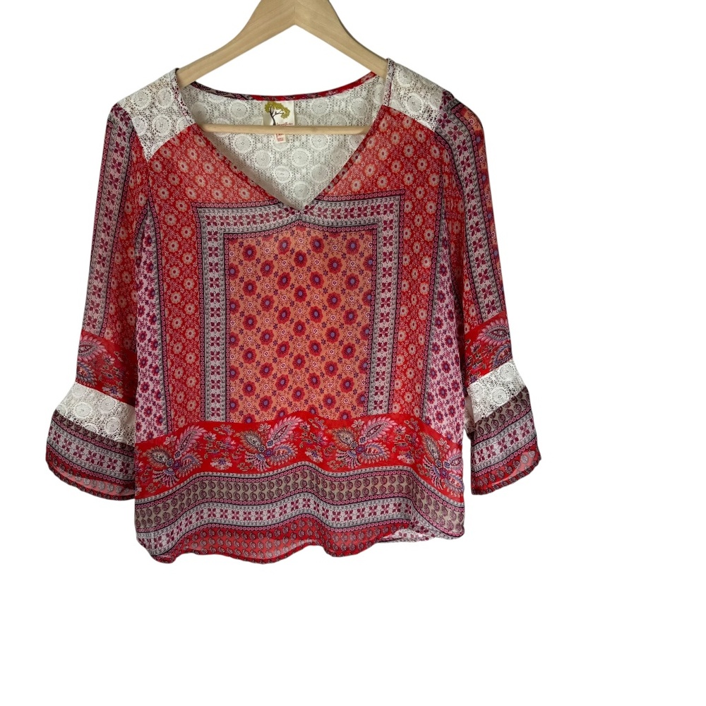 Anthropologie Fig‎ & Flower Paisley Boho Top Sz PM